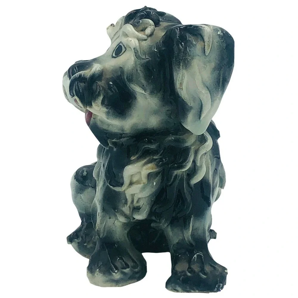 Vintage Spaghetti Dog Scruffy Terrier Pottery Hand Painted Italy 5